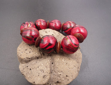 Bracelet en bois de manguier rouge