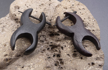 Boucles d'oreilles piercing tribales en bois d'ébène