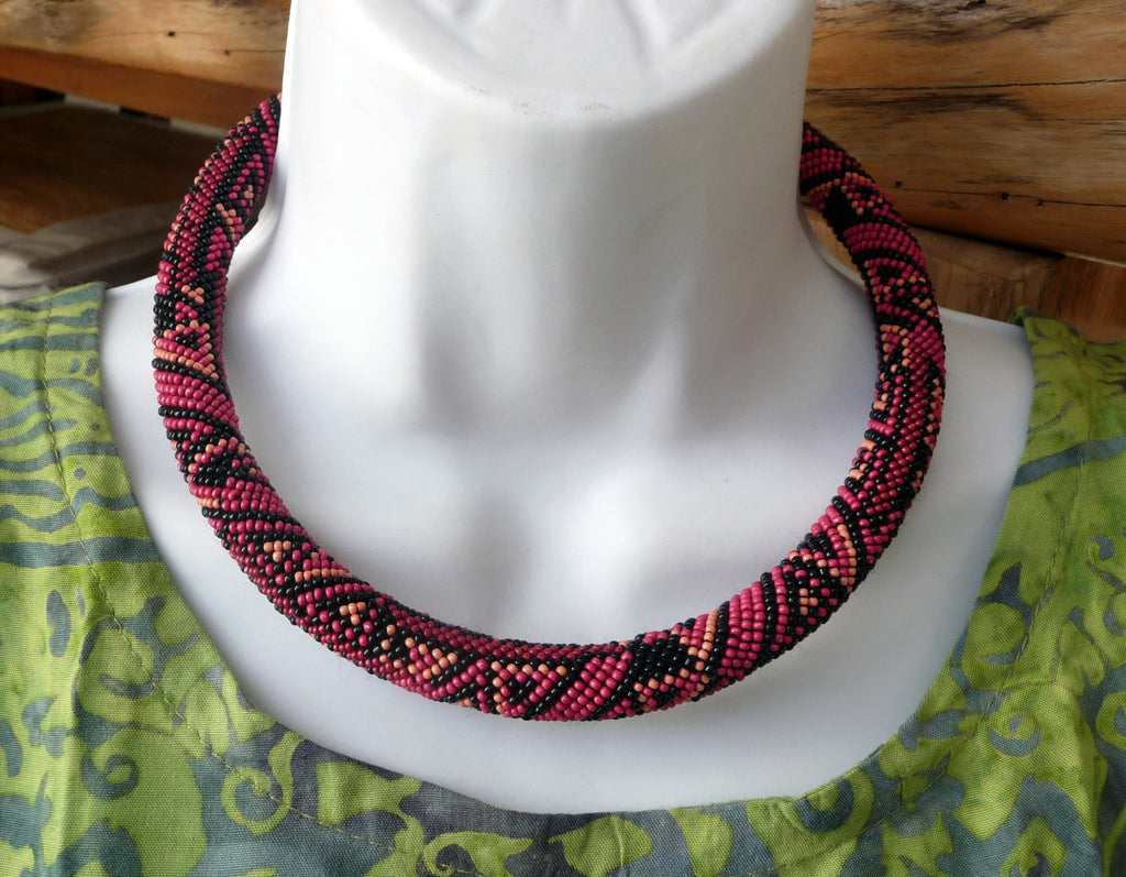 Collier ras du cou ethnique - Perles multicolores