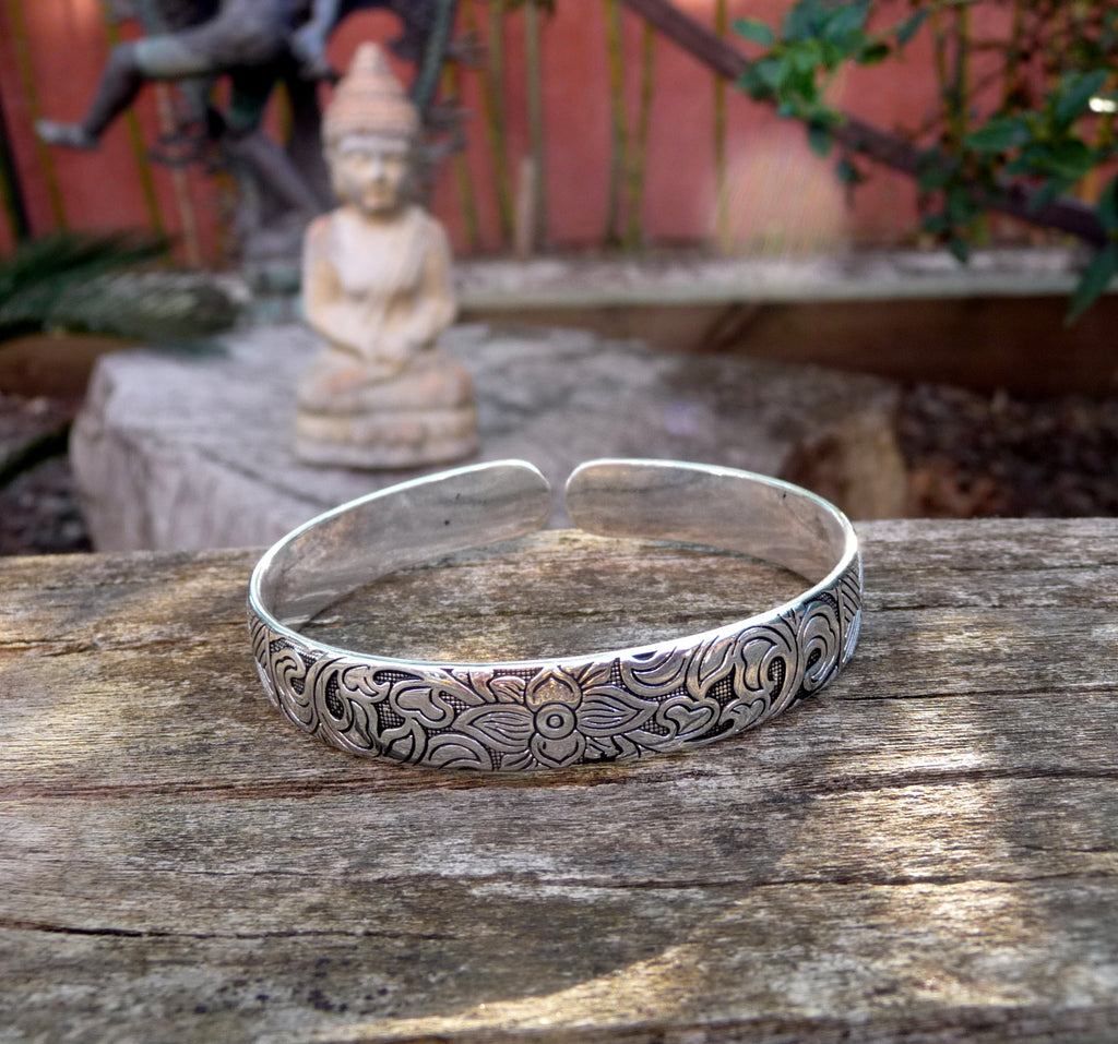Bracelet en argent 999, fleur de lotus, spiritualité, Bouddha, méditation