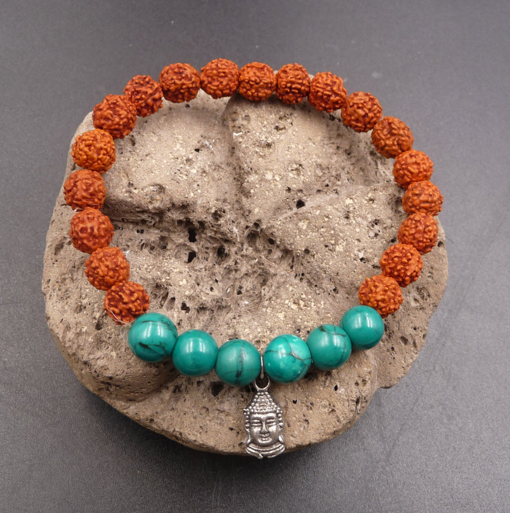 Bracelet mala Tibétain perles en graines de Rudraksha Bracelet mala Tibétain perles en graines de Rudraksha