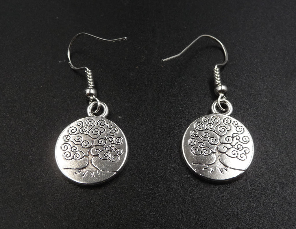 Boucles d'oreilles Arbre de Vie crochets en argent 925