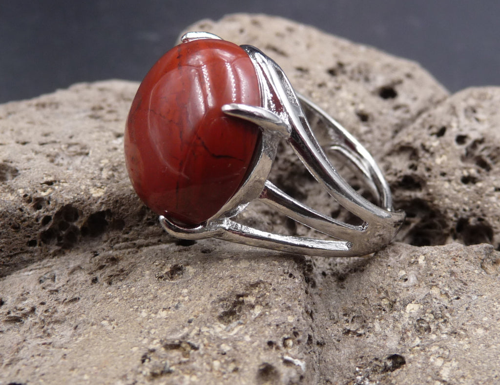 Bague ronde en Jaspe Rouge d'Inde