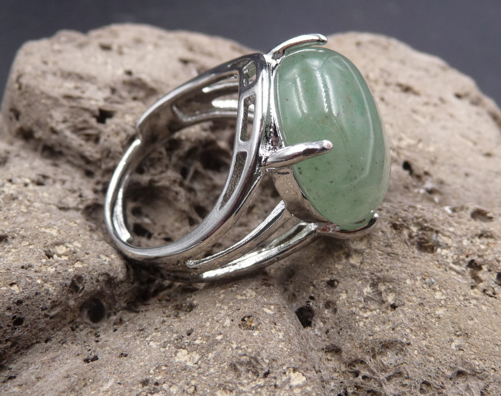 Bague "Quiétude" en Aventurine Verte du Brésil