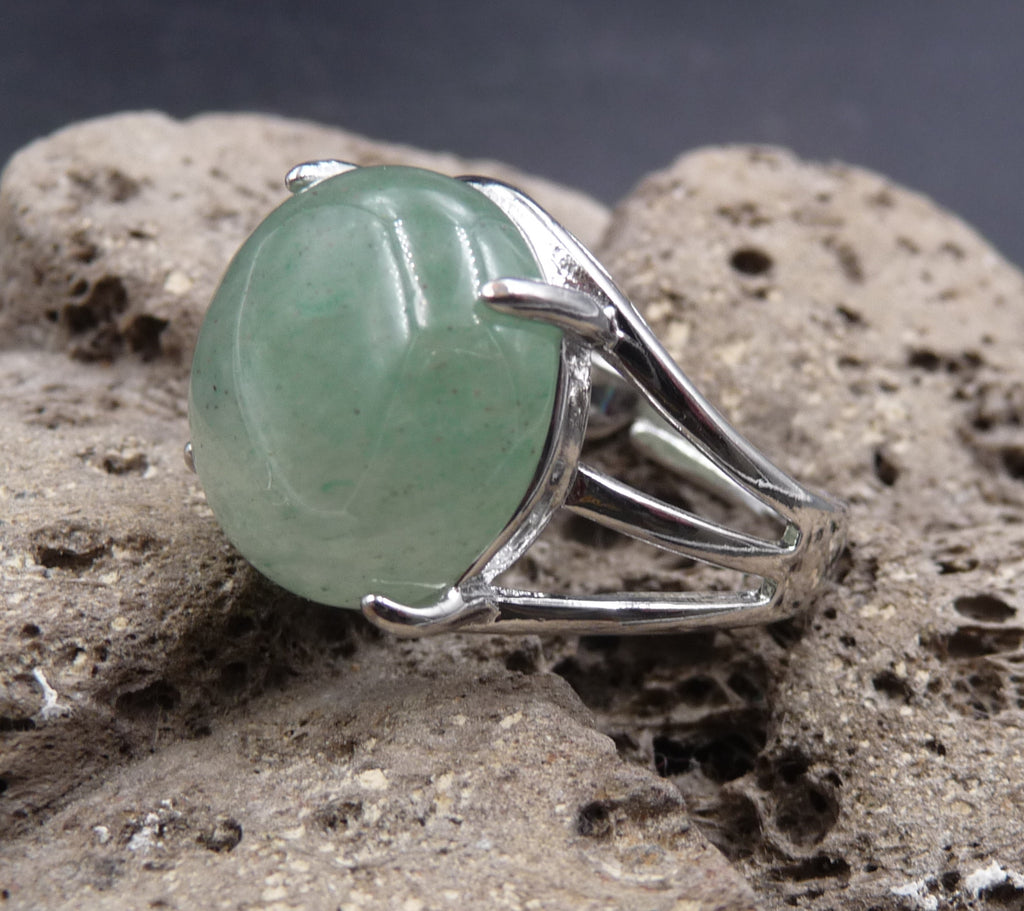 Bague "Quiétude" en Aventurine Verte du Brésil