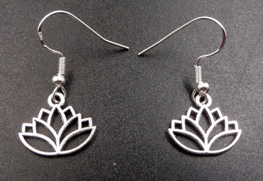 Boucles d'oreilles Fleur de Lotus Zen Méditation crochets en argent 925