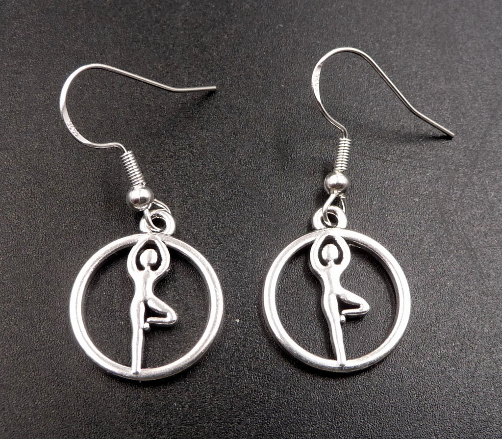 Boucles d'oreilles Yoga Zen Méditation crochets en argent 925