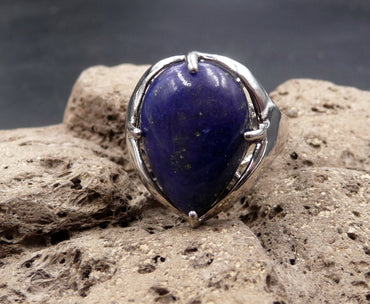Bague en Lapis Lazuli d'Afghanistan forme goutte