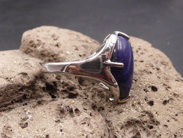 Bague en Lapis Lazuli d'Afghanistan forme goutte