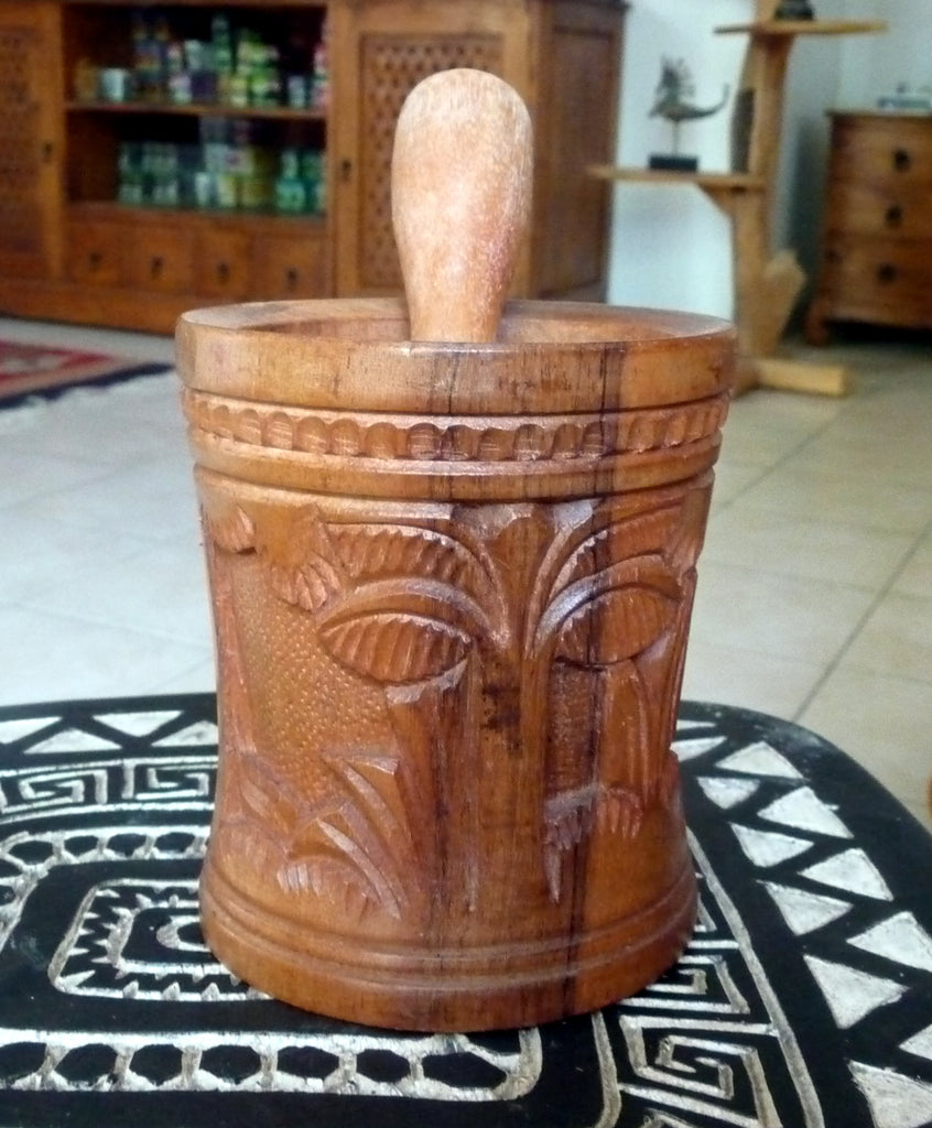 Mortier en bois sculpté - Artisanat de Madagascar
