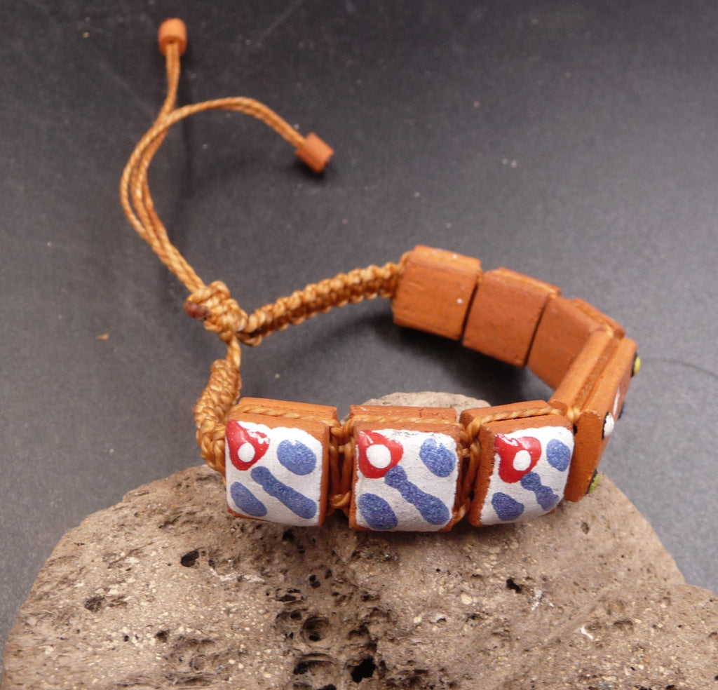 Bracelet ethnique réglable en Terre Cuite - Artisanat de Cuba