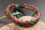 Bracelet en cuir tressé vert et rouge pour homme ou ado