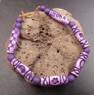 Bracelet ethnique en Os de Taureau Gravé Art Cubain