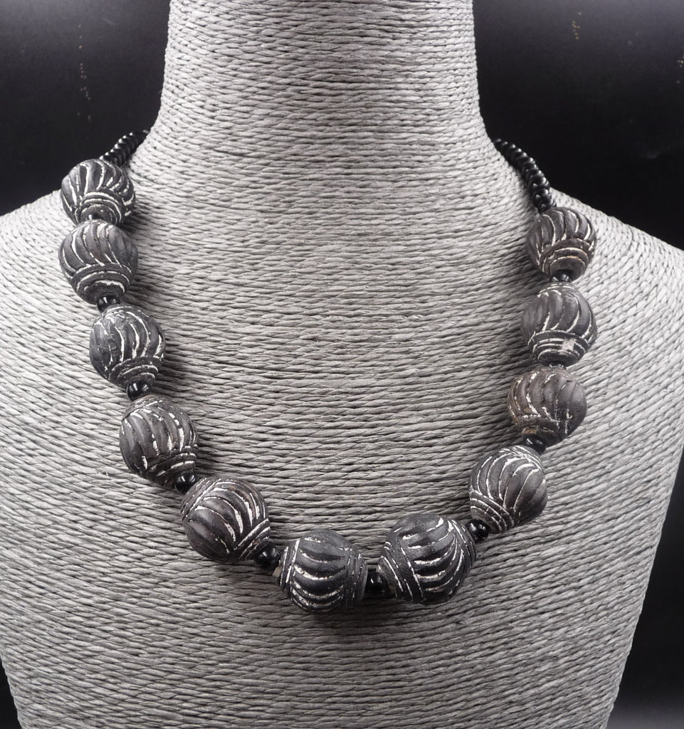 Collier ethnique Africain perles en terre cuite - Burkina Faso