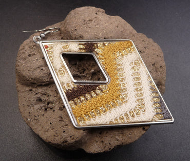 Boucles d'oreilles ethniques forme losange "Justine" crochets en argent 925