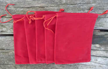 Lot de 5 pochettes cadeau en velours rouge Noël