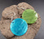 Boucles d'oreilles rondes en nacre bleu turquoise et verte - Crochets en argent 925