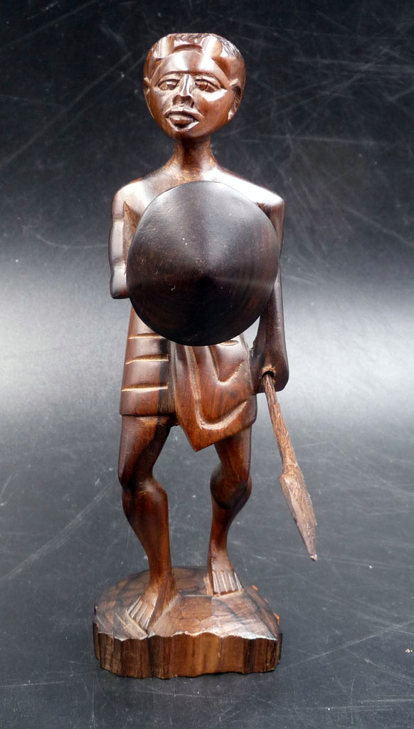 Ancienne statuette chasseur guerrier en bois sculpté Art Africain