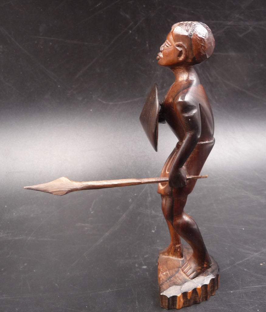 Ancienne statuette chasseur guerrier en bois sculpté Art Africain