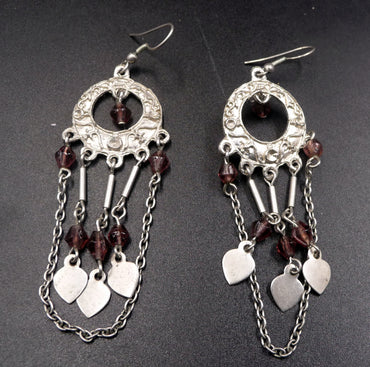 Boucles d'oreilles ethniques orientales avec pampilles et crochets en argent 925