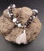 Bracelet bohème perles cristal et pompon