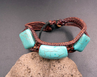 Bracelet réglable en turquoise pour homme ou femme