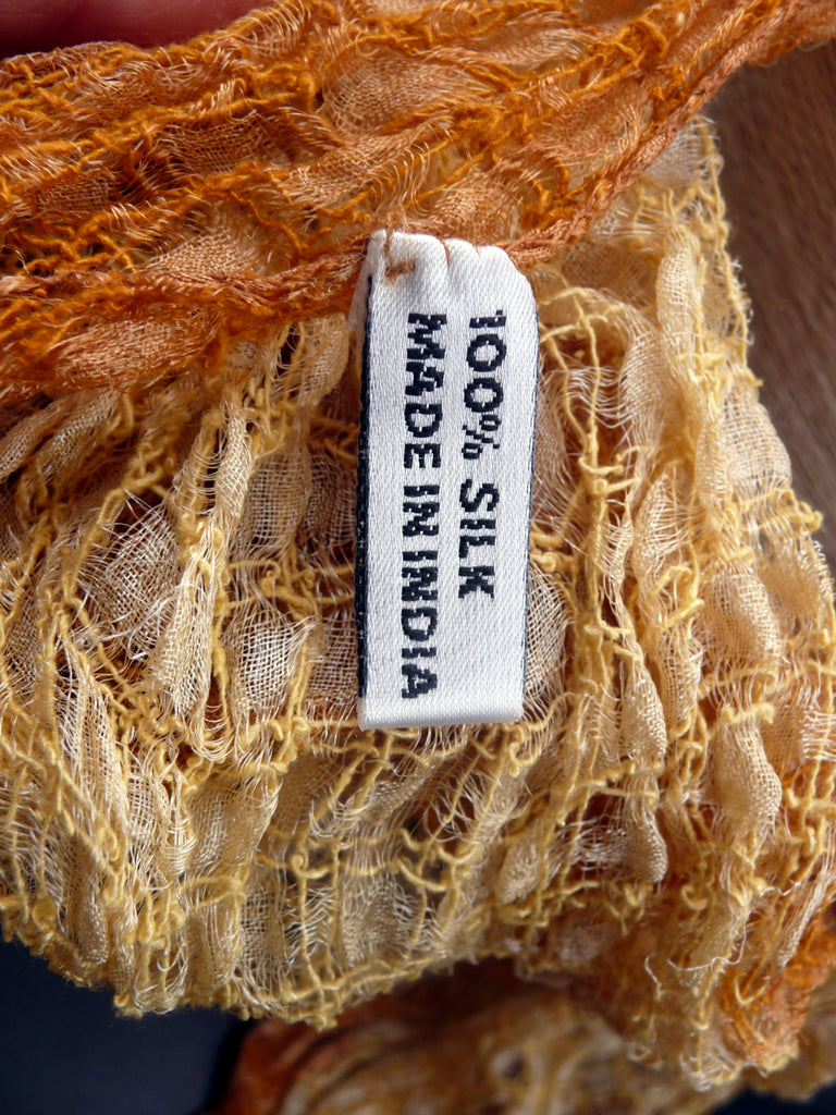 Echarpe en 100 % soie sauvage tons d'automne artisanat Inde