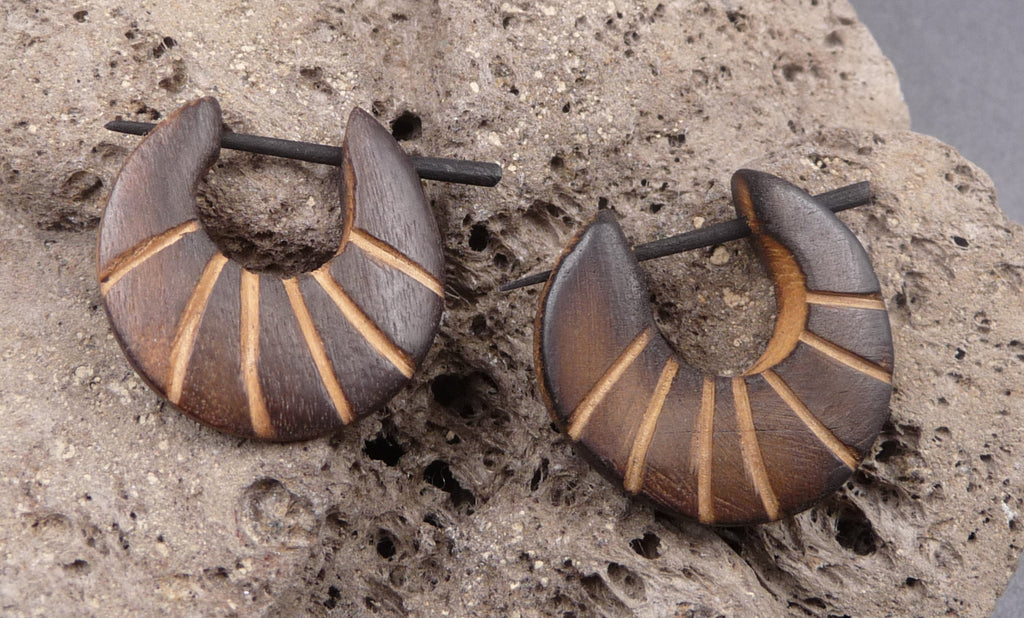 Boucles d'oreilles créoles piercing en bois