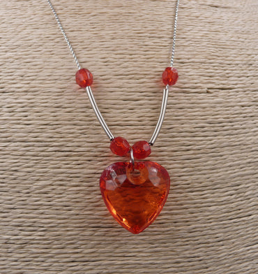 Collier Cœur en Cristal Orange Bijou Glamour Saint-Valentin