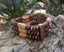 Bracelet mixte triple rang de perles en bois exotique marron et beige