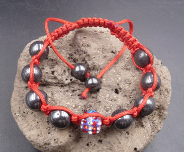 Bracelet Shamballa - perles en hématite et zircon