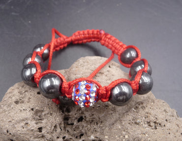 Bracelet Shamballa - perles en hématite et zircon
