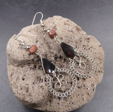 Boucles d'oreilles en pierres naturelles et Argent d'Alpaca du Pérou