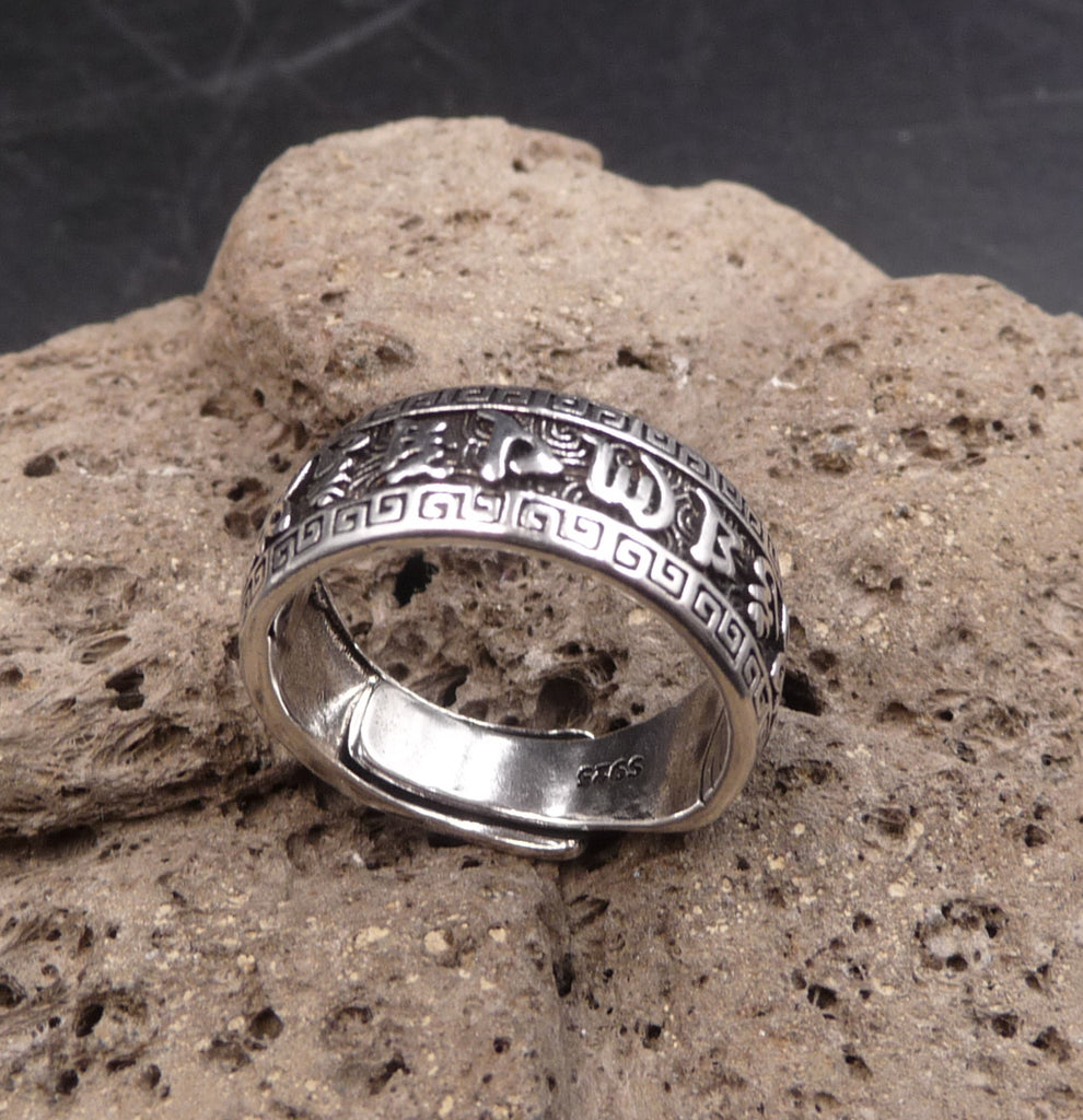 Bague homme / femme en argent 925 gravé "Om Mani Padme Hum"