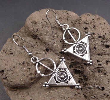 Boucles d'oreilles fibule berbère en argent