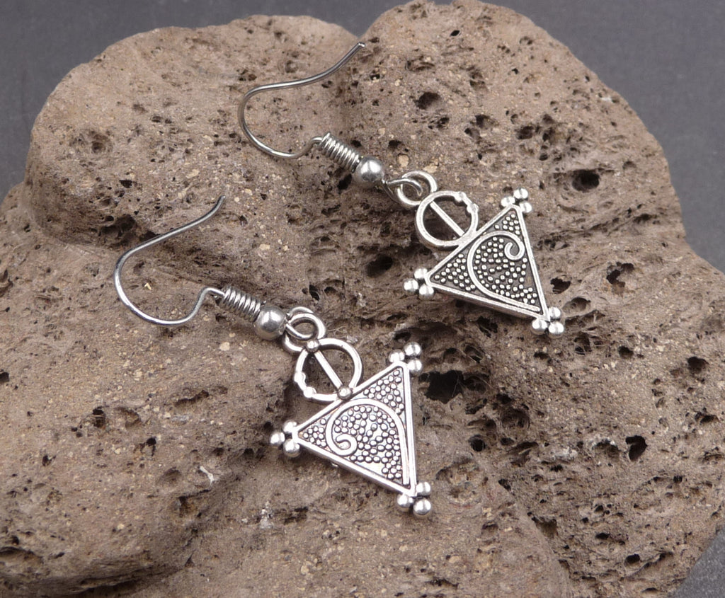 Boucles d'oreilles fibule berbère en argent - Sud Maroc