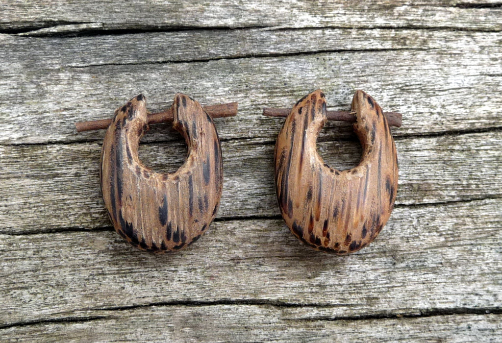 Boucles d'oreilles créoles piercing en bois de cocotier