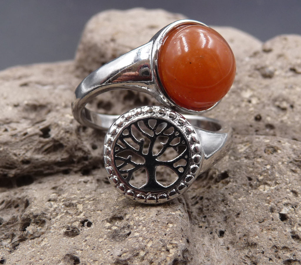 Bague de Protection Arbre de Vie en Jade Orange