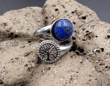 Bague de Protection Arbre de Vie en Lapis Lazuli d'Afghanistan