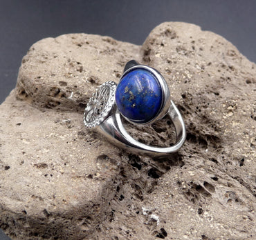 Bague de Protection Arbre de Vie en Lapis Lazuli d'Afghanistan
