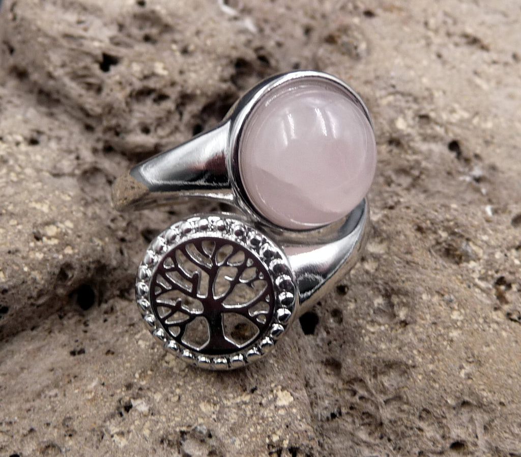 Bague de Protection Arbre de Vie en Quartz Rose