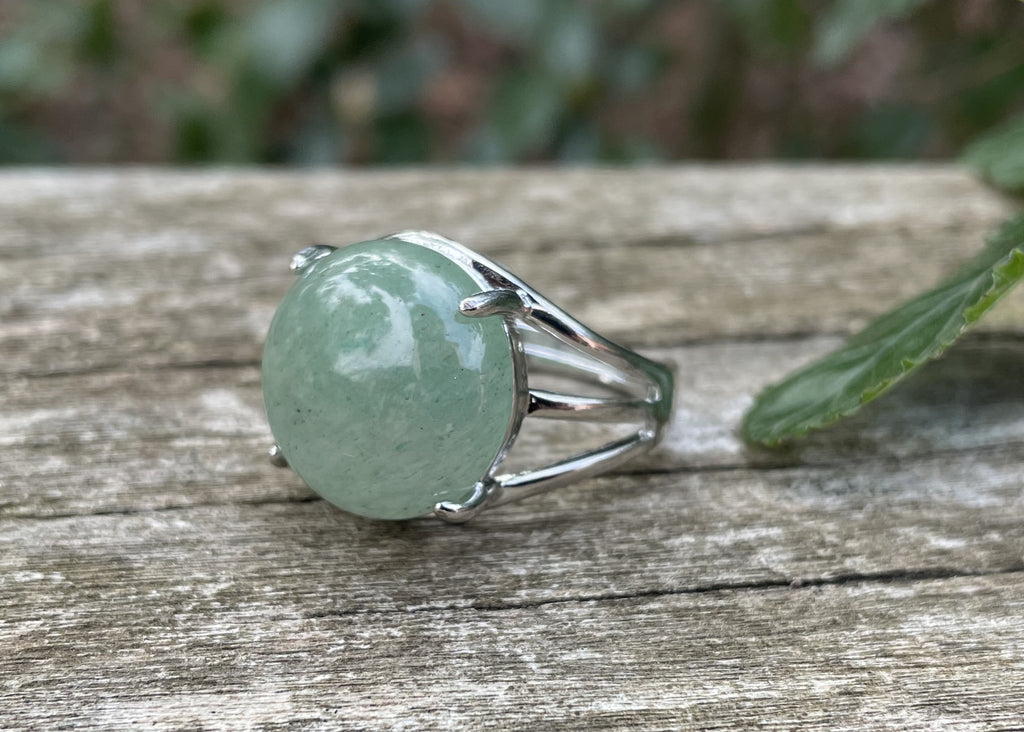 Bague "Quiétude" en Aventurine Verte du Brésil