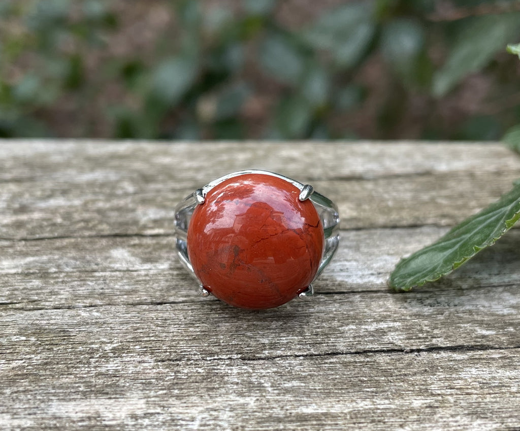 Bague ronde en Jaspe Rouge d'Inde