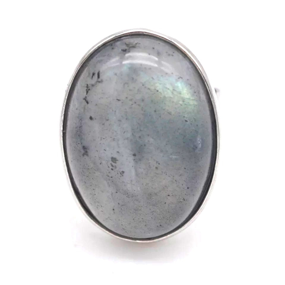 Bague réglable Pierre ovale en Labradorite du Canada