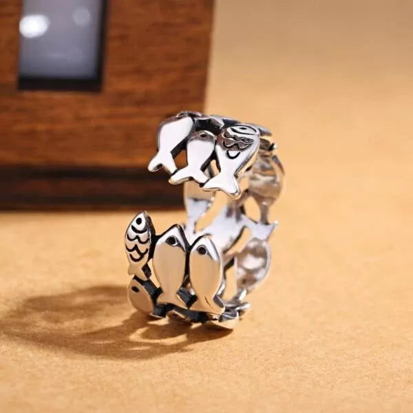 Bague poissons en argent 925 - Bijou spirituel