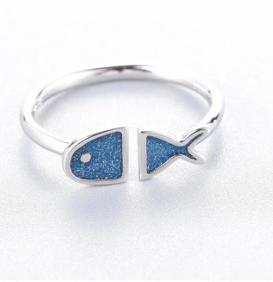 Bague poisson bleu