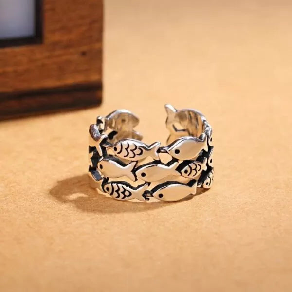 Bague poissons en argent 925 - Bijou spirituel