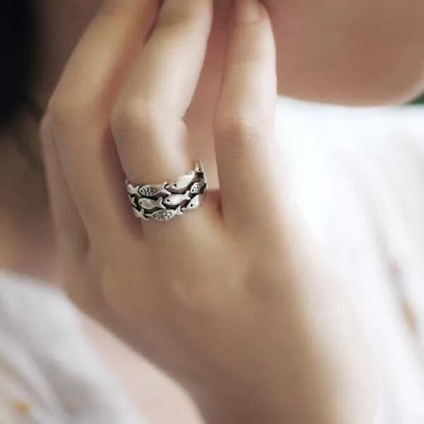 Bague poissons en argent 925 - Bijou spirituel