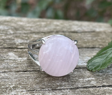 Bague ronde en Quartz Rose du Brésil