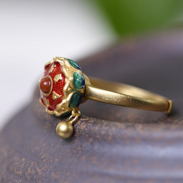 Bague Tibétaine Mantra Prière et Fleur de Lotus Bouddhisme